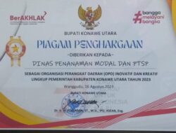 DPMPTSP Terima Penghargaan OPD Inovatif dan Kreatif dari Pemda Konut