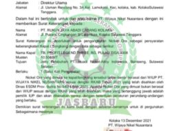 Jual Nikel Tanpa RKAB, Kejagung RI Diminta Periksa Komisaris dan Direktur PT. Wijaya Nikel Nusantara