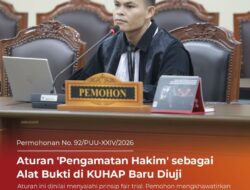Pengamatan Hakim sebagai Alat Bukti Sah dalam Persidangan Dipertanyakan di MK
